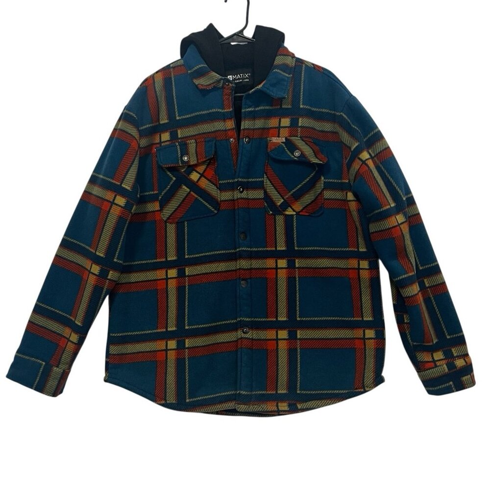 Matix Jacket Men’s Large Plaid Sherpa Lined Snap Front Flannel Shacket Layers